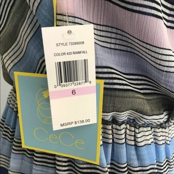 CECE V Neck Sleeveless Maxi Dress, Size 6, Blue, NWT - Picture 6 of 6